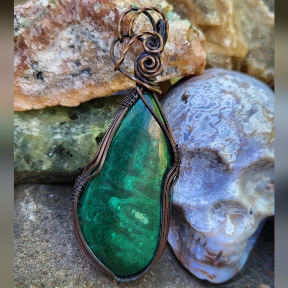 Malachite PENDANT Necklace Handmade ART JEWELRY